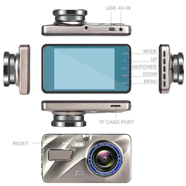 Podwójna kamera samochodowa 1080P z 4,0-calowym ekranem IPS i kątem widzenia 170 stopni