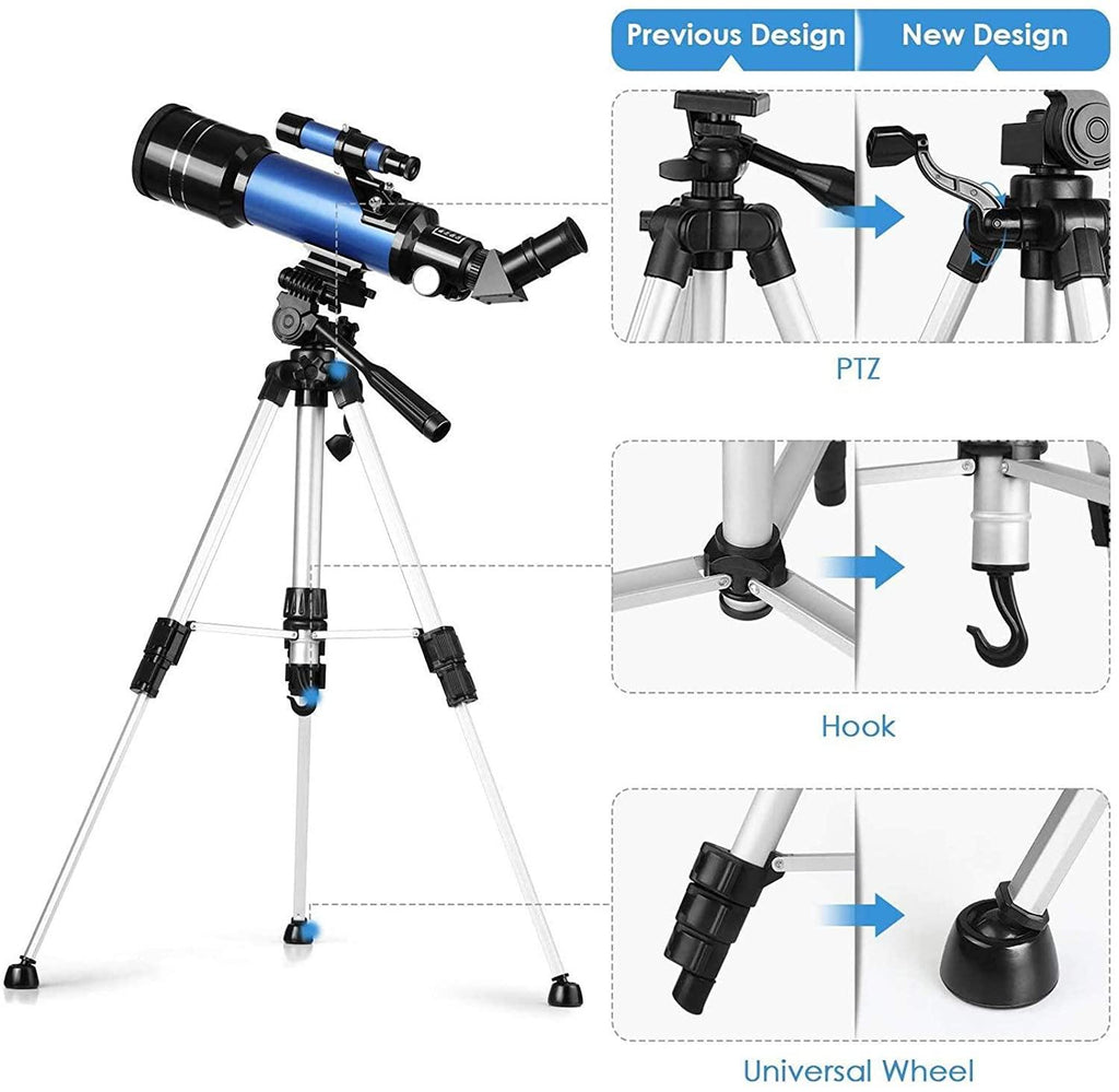 Refractor StellarView de 70 mm con trípode para observación celestial y terrestre