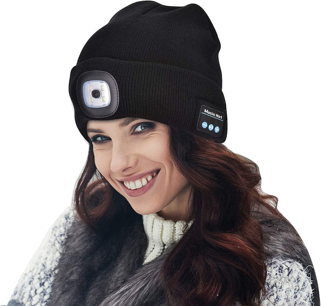 Cozy Beanie With Integrated LED Light And Bluetooth 5.0 Headphones
