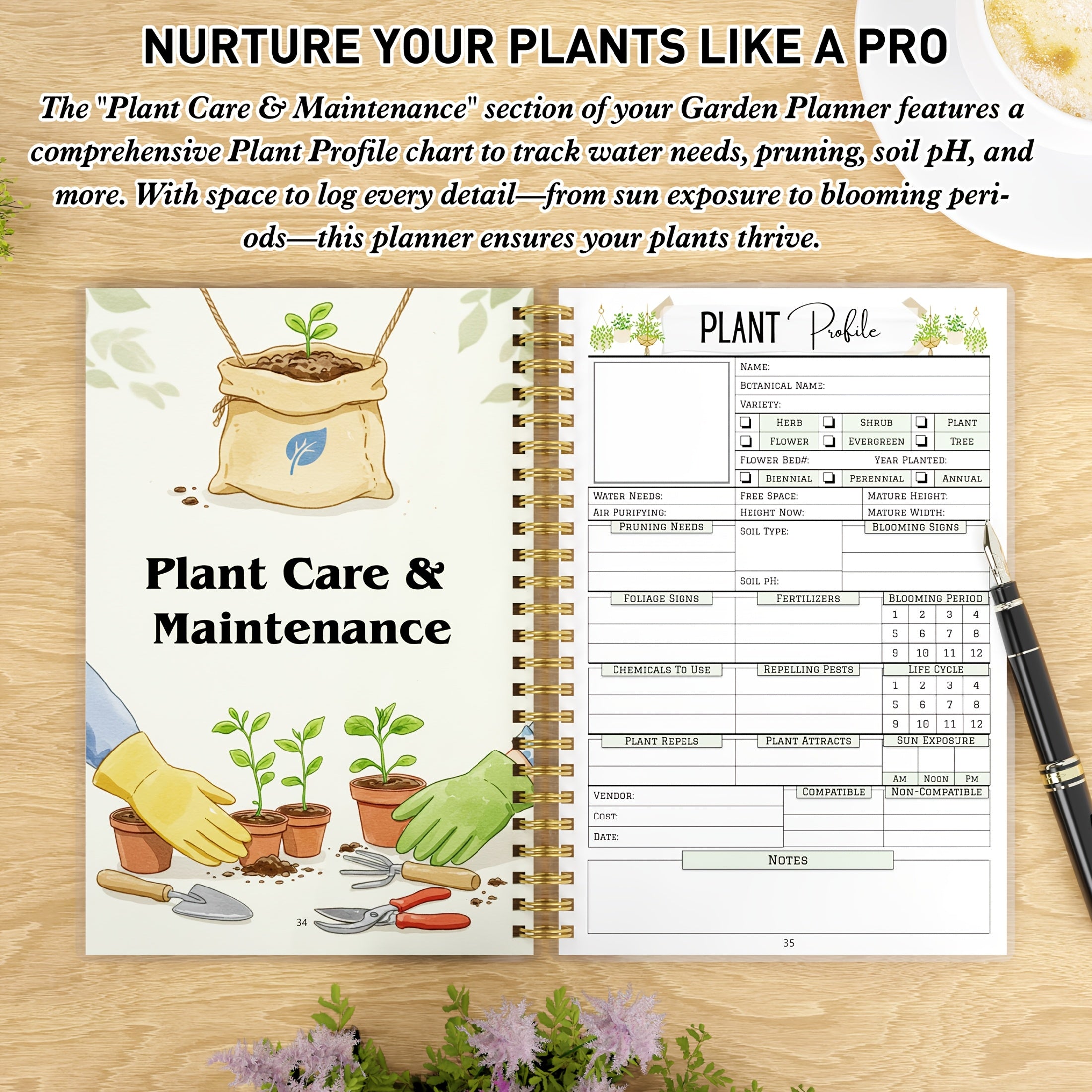 Gardenlog Undated A5 Spiral Garden Planner for Growing Success