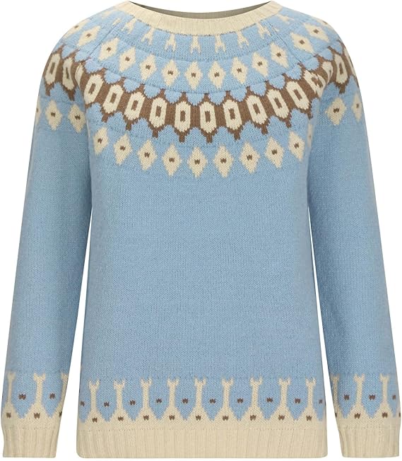Suéter de lana azul cielo Aurora Nordic para mujer, tejido