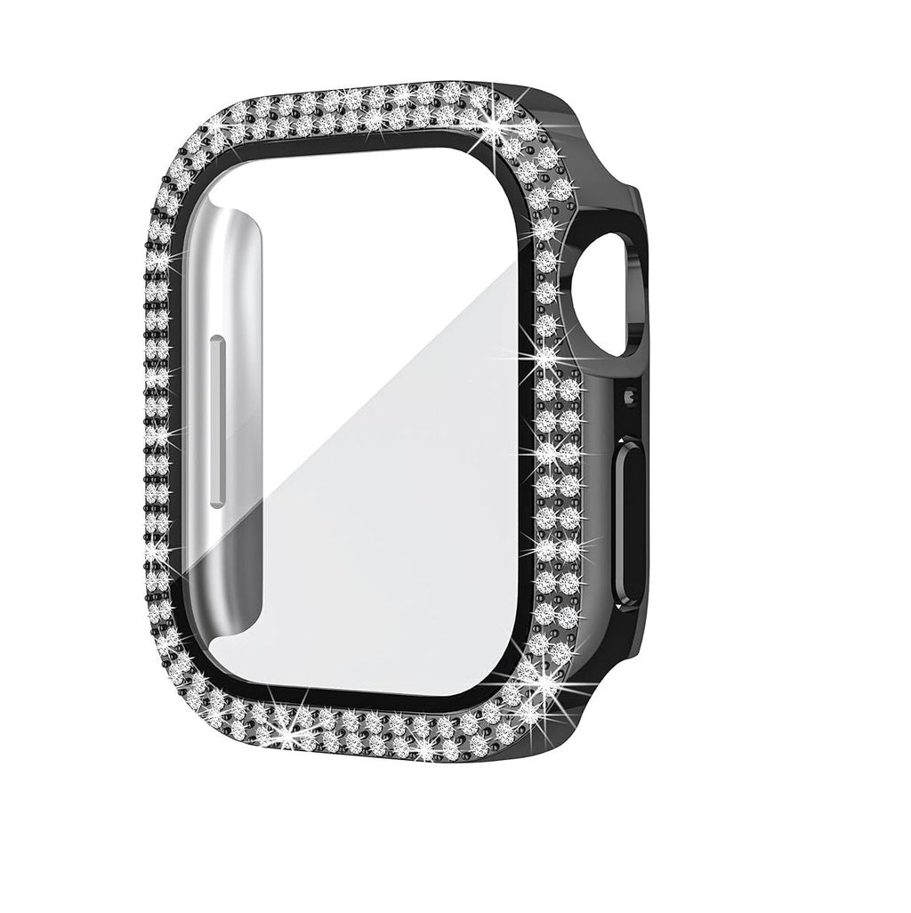 LumaGleam Elmas Taşlı Temperli Cam Kılıf Apple Watch için