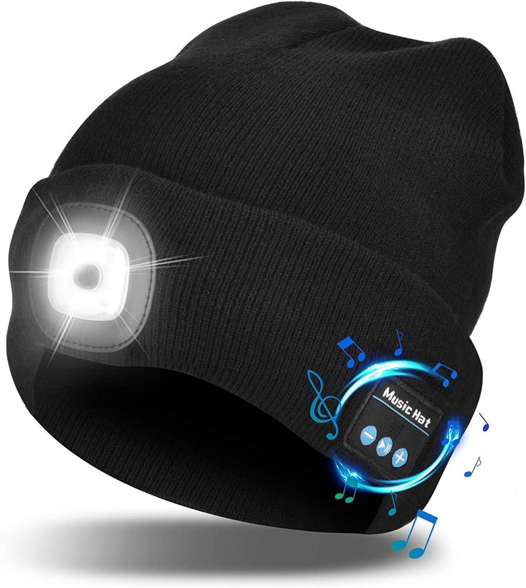 Cozy Beanie With Integrated LED Light And Bluetooth 5.0 Headphones