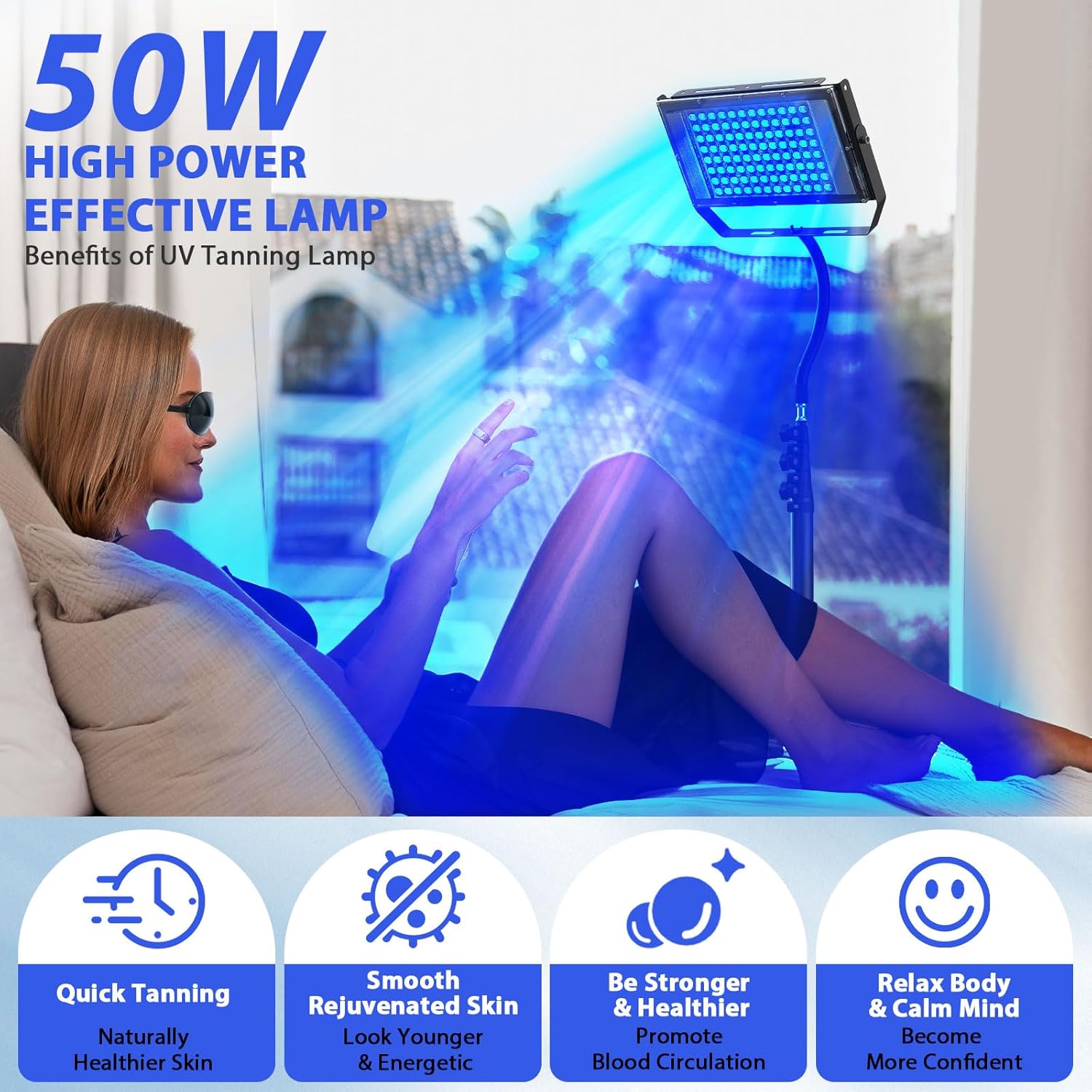 LuminaTan červená a modrá světelná opalovací lampa | Zařízení pro domácí opalování celého těla
