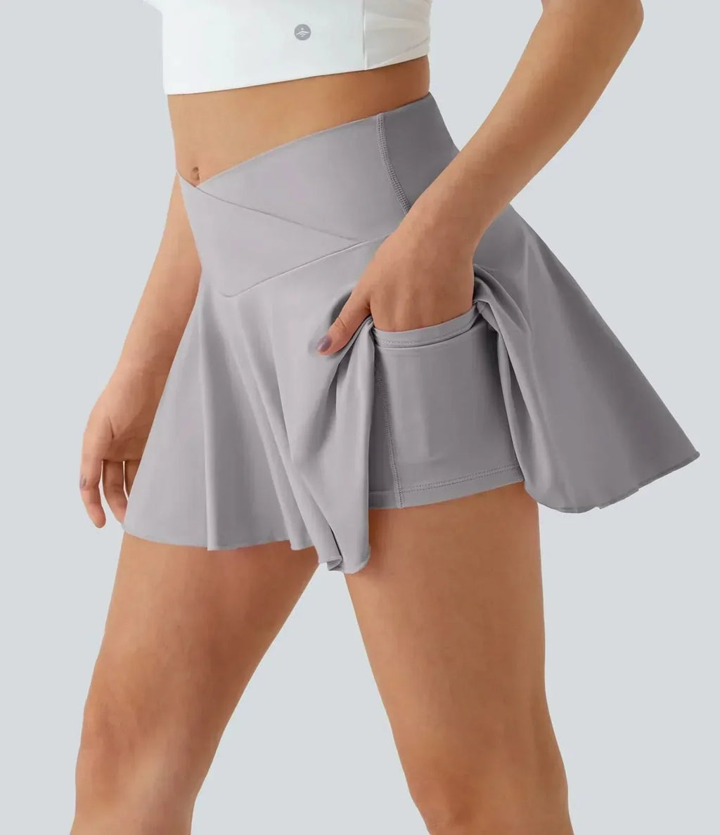 AuraFlex Airy tenniskjol med integrerade shorts UPF50Plus för kvinnor