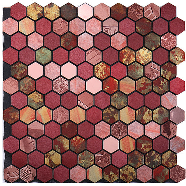 Self-Adhesive Metal Mosaic Tiles With Hexagon Pattern And Subway Styles