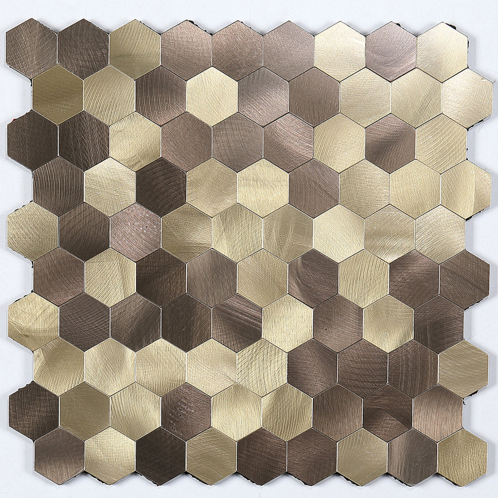 Self-Adhesive Metal Mosaic Tiles With Hexagon Pattern And Subway Styles