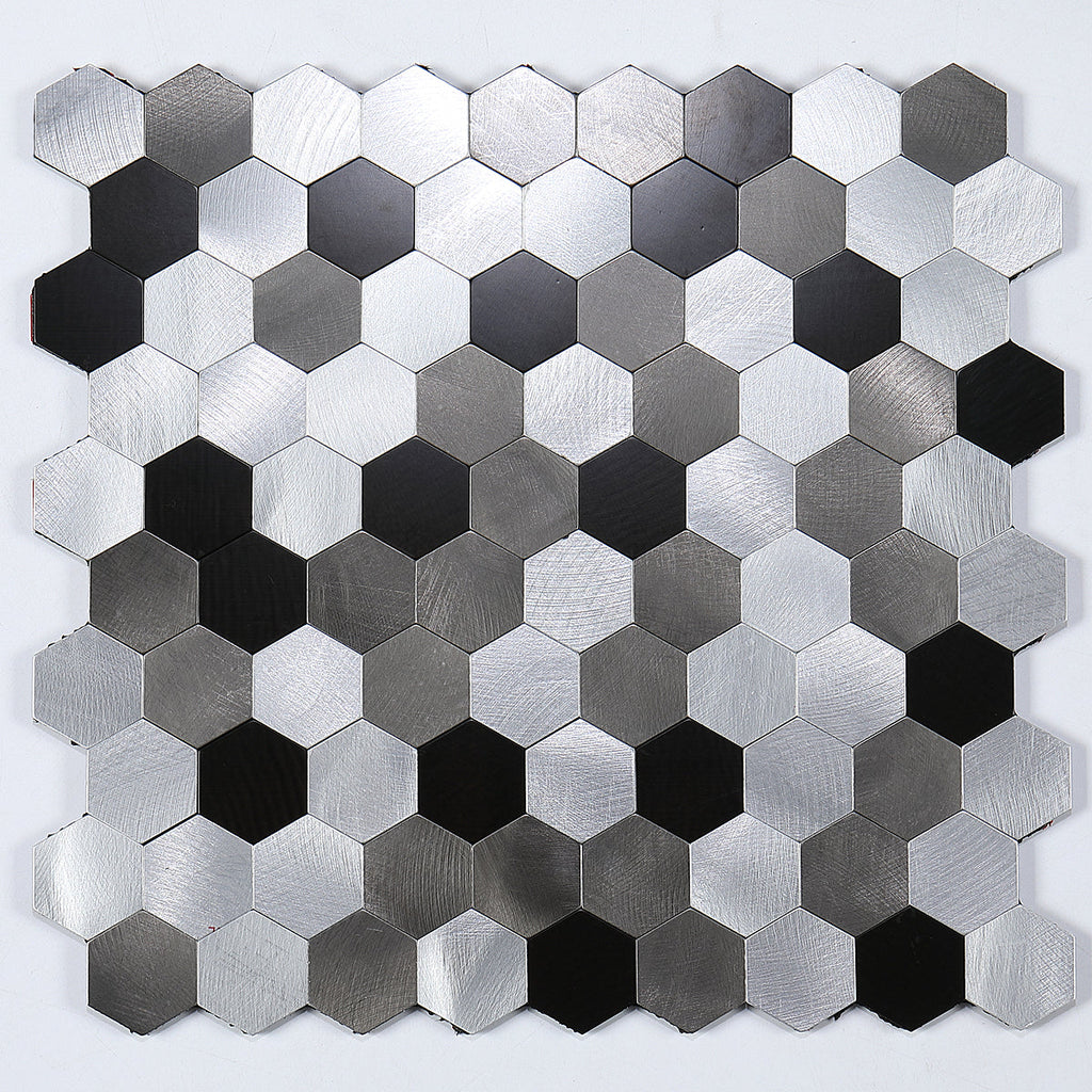 Self-Adhesive Metal Mosaic Tiles With Hexagon Pattern And Subway Styles