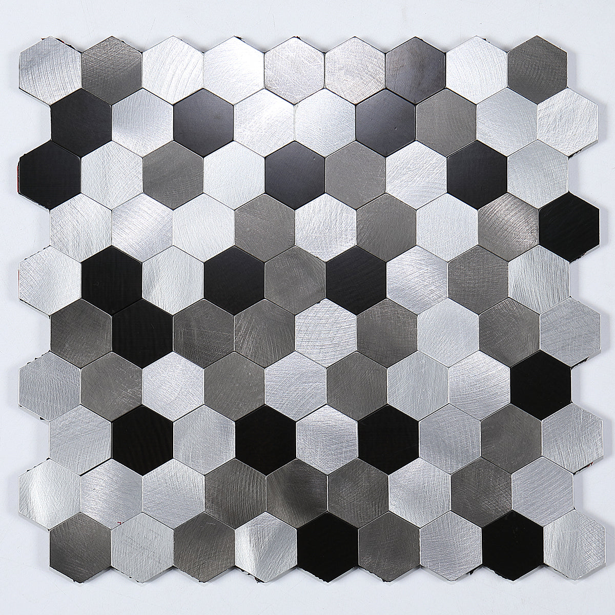 Self-Adhesive Metal Mosaic Tiles With Hexagon Pattern And Subway Styles
