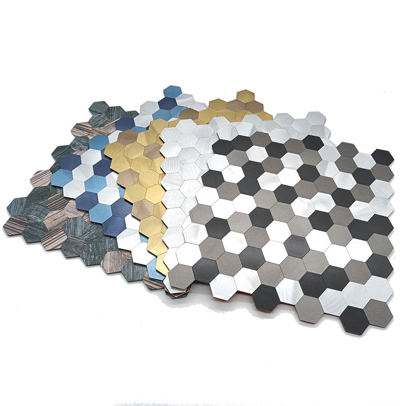 Self-Adhesive Metal Mosaic Tiles With Hexagon Pattern And Subway Styles