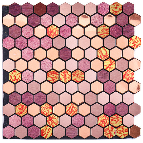 Self-Adhesive Metal Mosaic Tiles With Hexagon Pattern And Subway Styles
