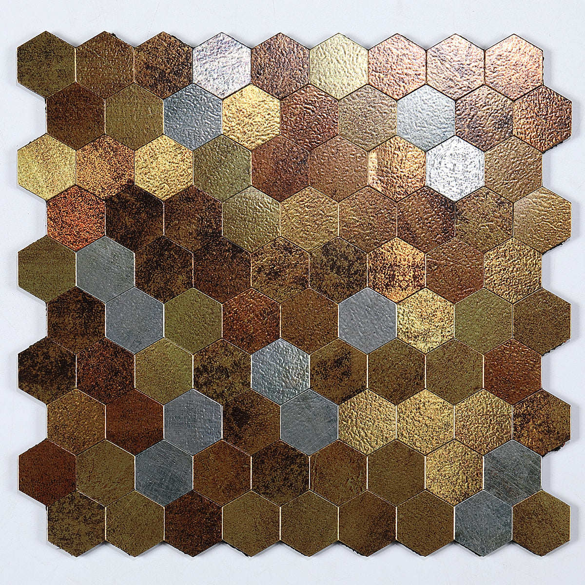Self-Adhesive Metal Mosaic Tiles With Hexagon Pattern And Subway Styles