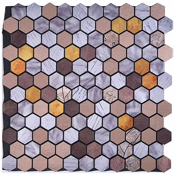 Self-Adhesive Metal Mosaic Tiles With Hexagon Pattern And Subway Styles