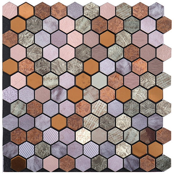 Self-Adhesive Metal Mosaic Tiles With Hexagon Pattern And Subway Styles