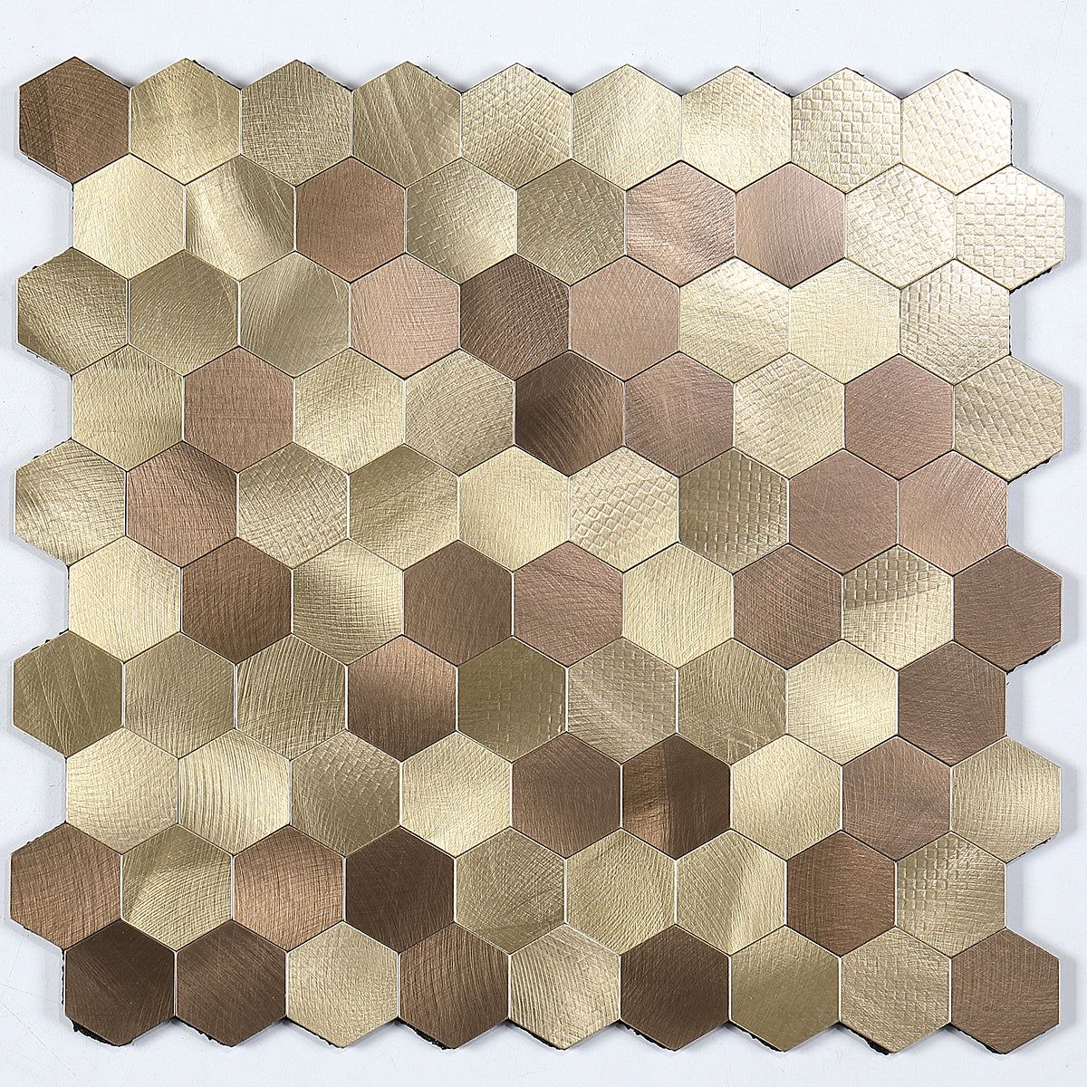 Self-Adhesive Metal Mosaic Tiles With Hexagon Pattern And Subway Styles