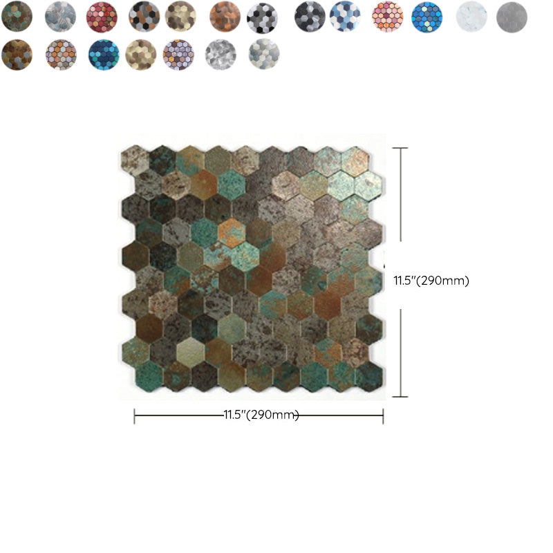 Self-Adhesive Metal Mosaic Tiles With Hexagon Pattern And Subway Styles