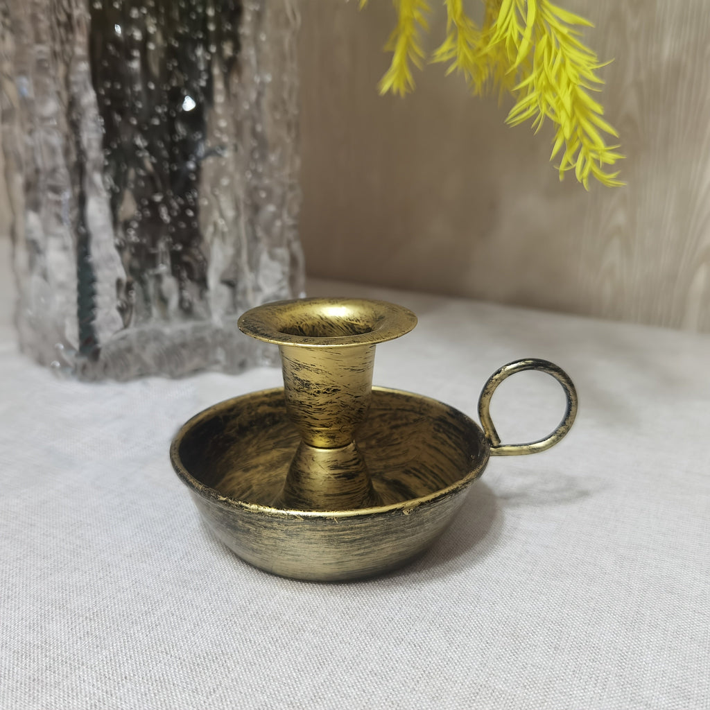 Nordique Iron Candle Holder In Vintage Deco Style For Tabletop
