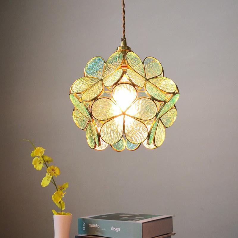 Liora Glass Pendellampe med Nordisk Blomstermotiv