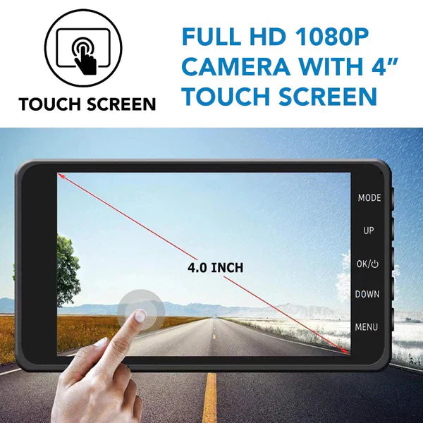 Podwójna kamera samochodowa 1080P z 4,0-calowym ekranem IPS i kątem widzenia 170 stopni