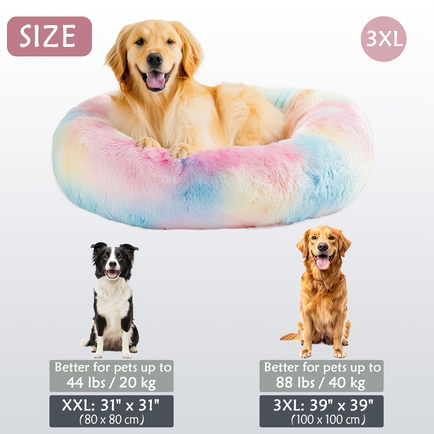 Hugafur Soft Faux Fur Donut Pet Bed For Dogs And Cats