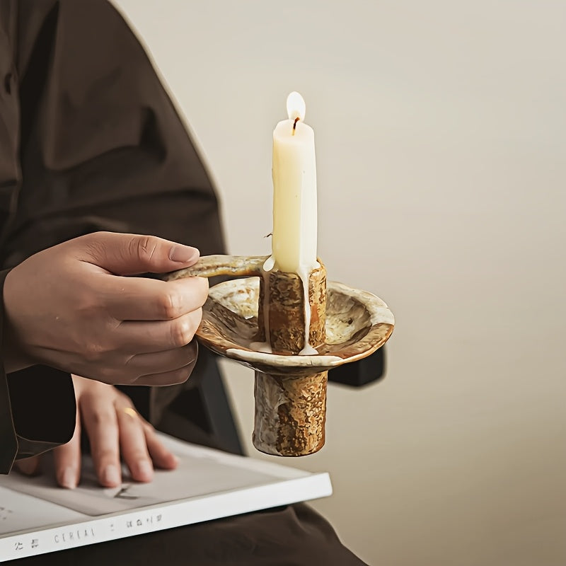 Ceramika Retro Ceramic Candlestick Home Decor Accent