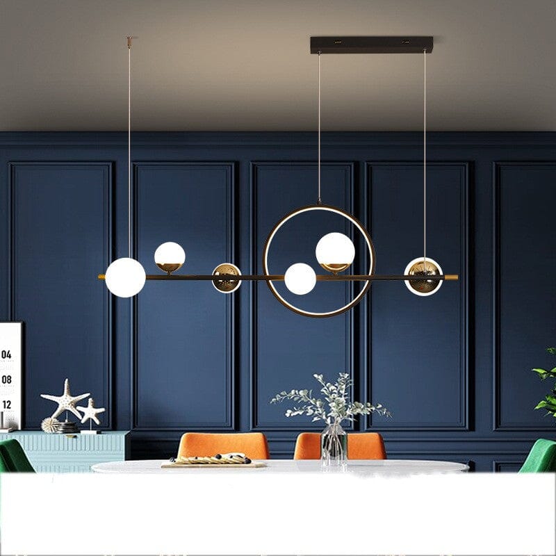 AuroraLine Lineaire Kroonluchter Met IJzeren Handgeblazen Glazen Driekleur Dimmer