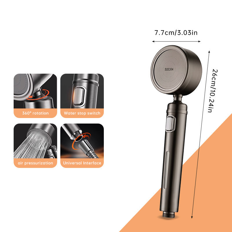 Cabeça de Chuveiro Portátil Steelrain em Aço Inoxidável com Jato Potente