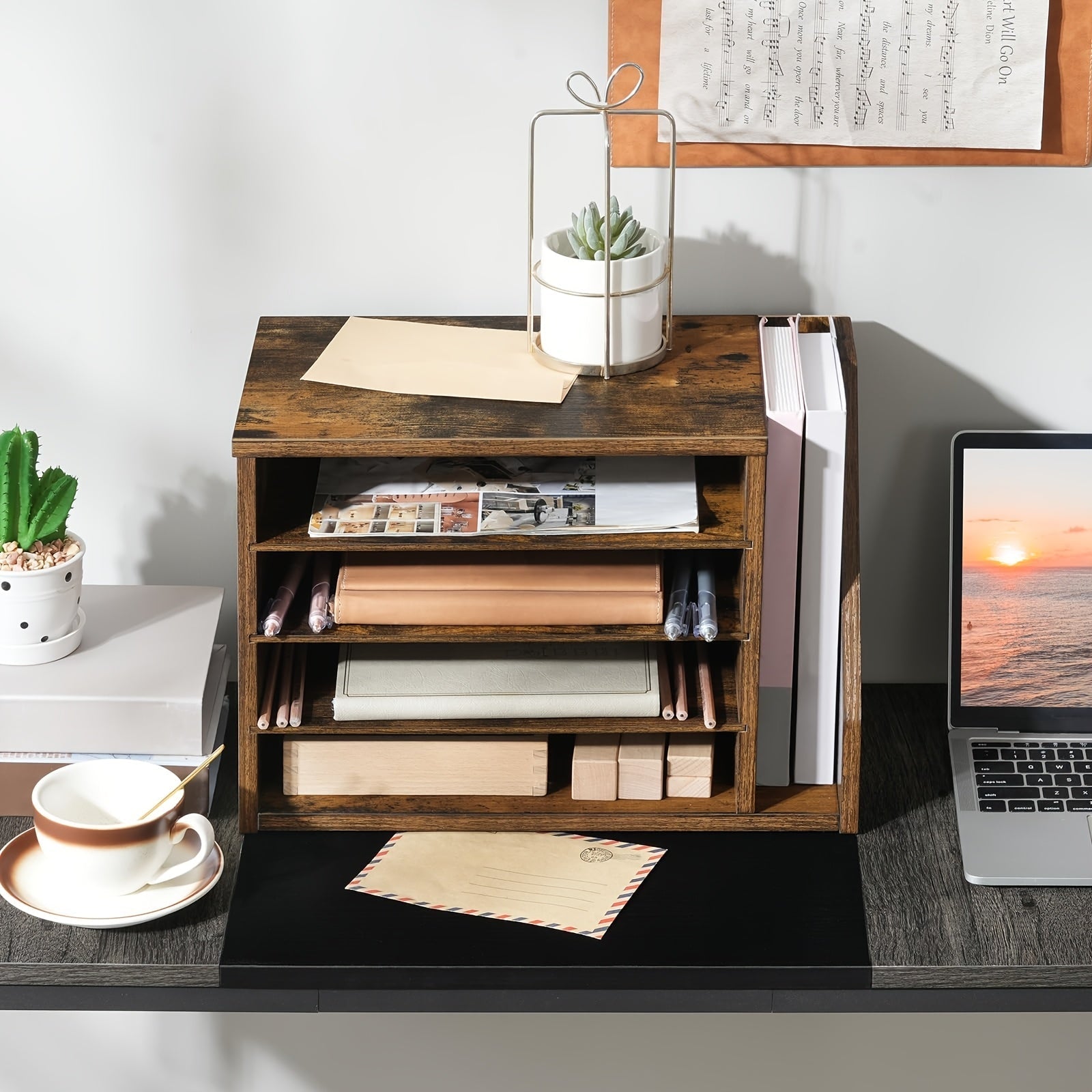 Naturloft Boho-stil vevd kurv for oppbevaring og plantebeholder, sammenleggbar