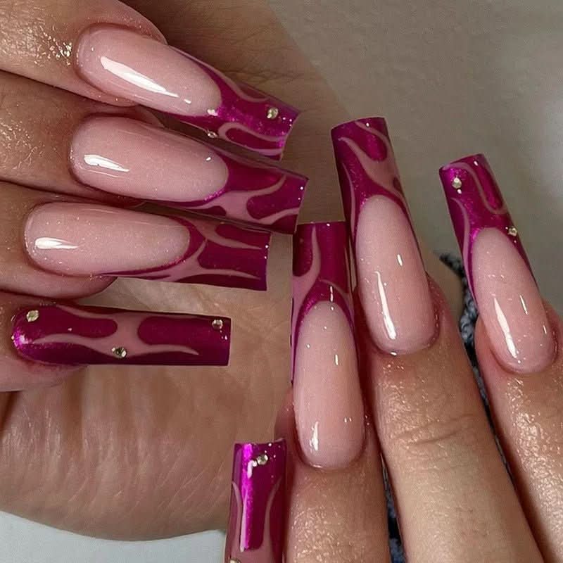 NovaGlam nalepovací nehty 24 růžových vzorů Rychlá aplikace pro okamžitý glamour pro profesionály