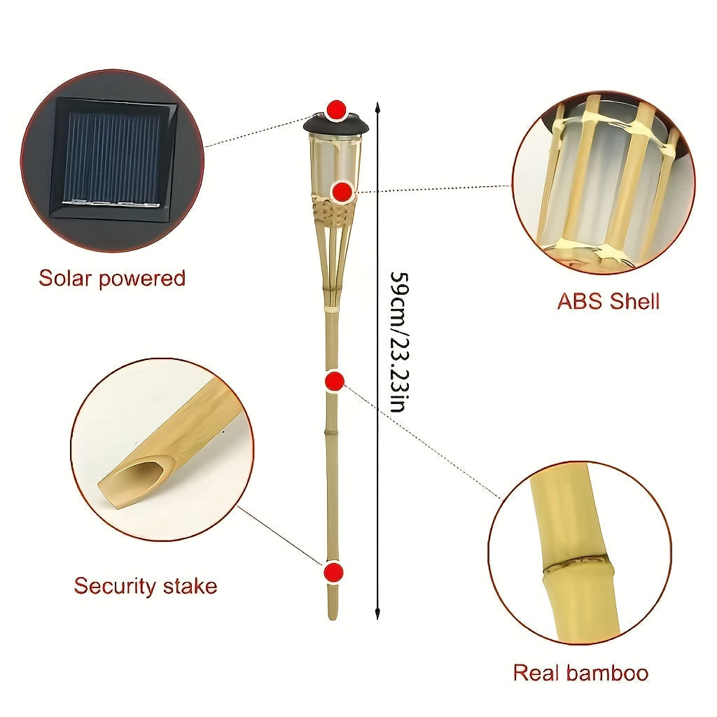 FlameGlow Solar Powered Bamboo Lights For Outdoor Ambiance