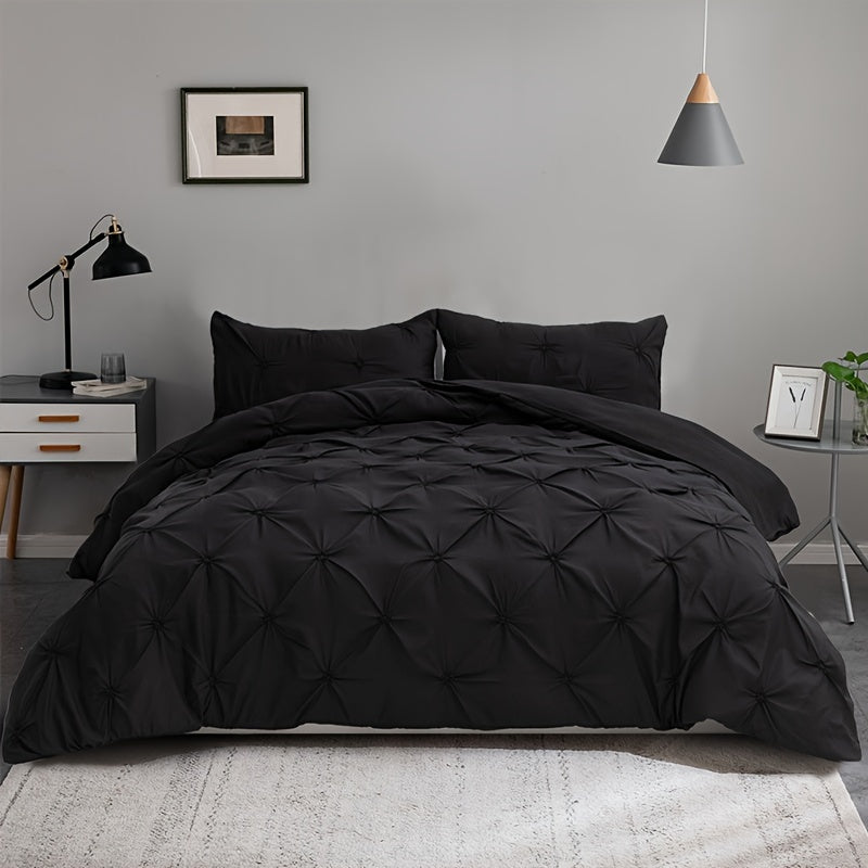 Softplea Pleated Comfort Duvet Cover Set 3 Piece Bedding