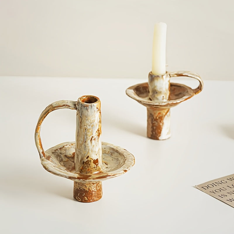 Ceramika Retro Ceramic Candlestick Home Decor Accent
