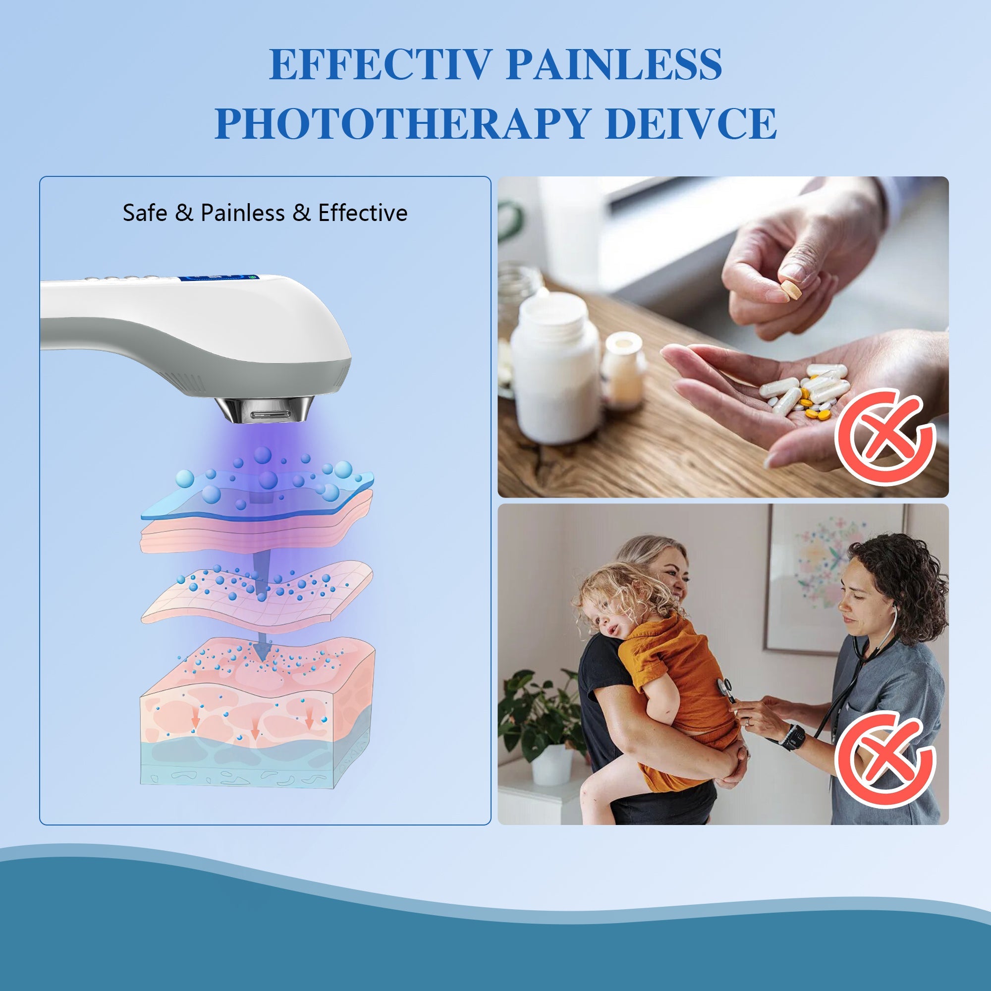 Kannettava UVB-vitiligo/psoriaasi-valoterapia-laite