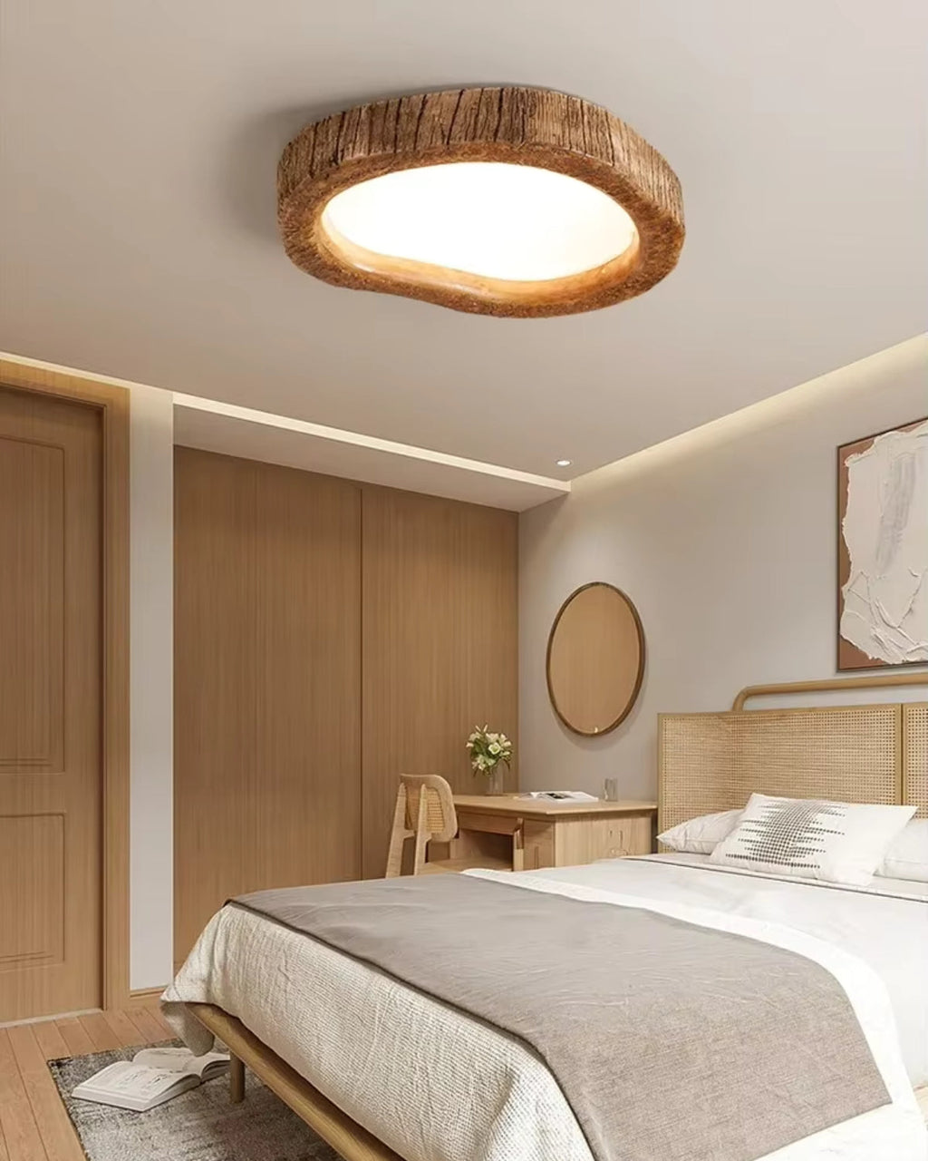 Nova Oak Ceiling Light With Warm Minimal Glow And Wooden Housing