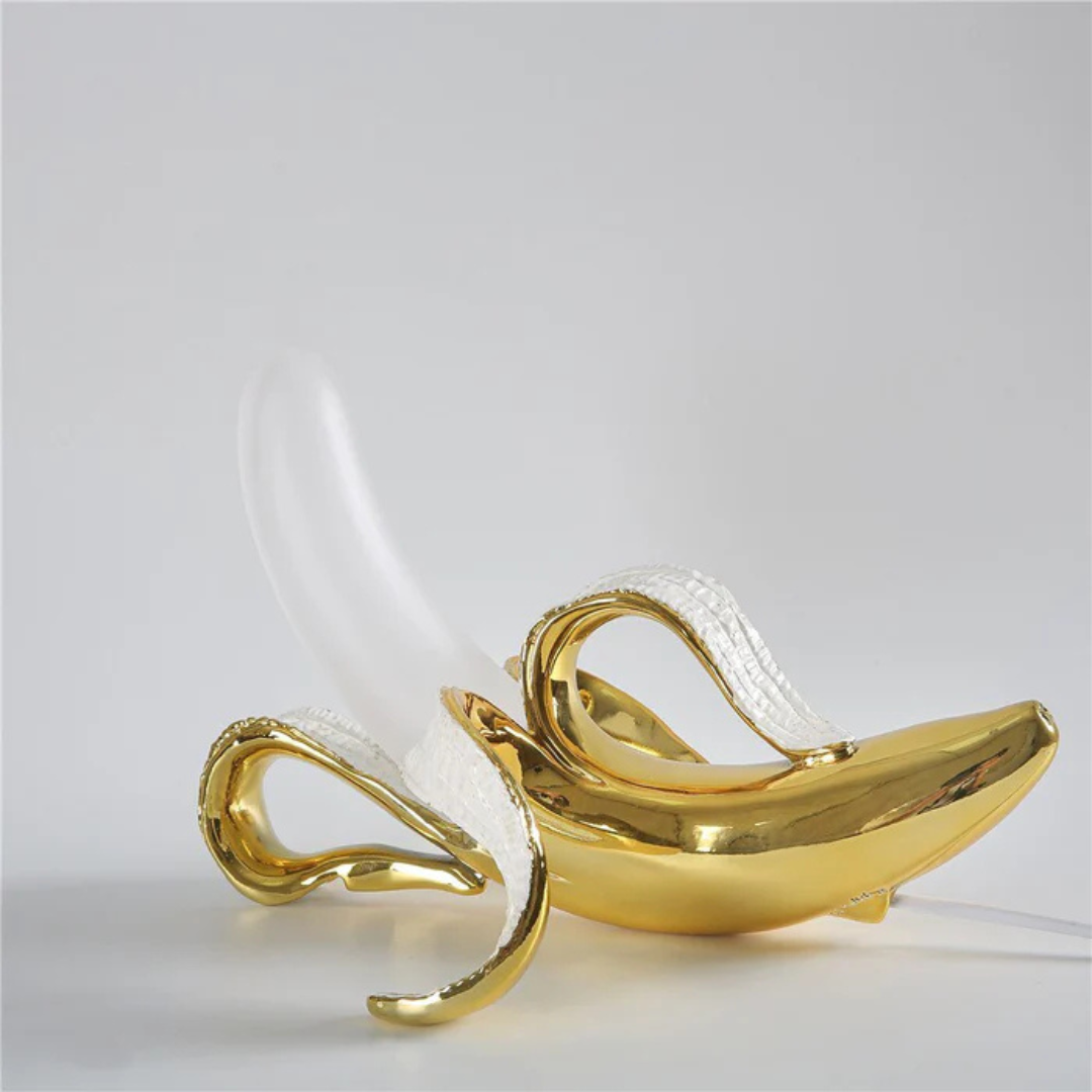 LumaBloom Bananenförmige Goldene LED-Tischlampe für Wohnkultur