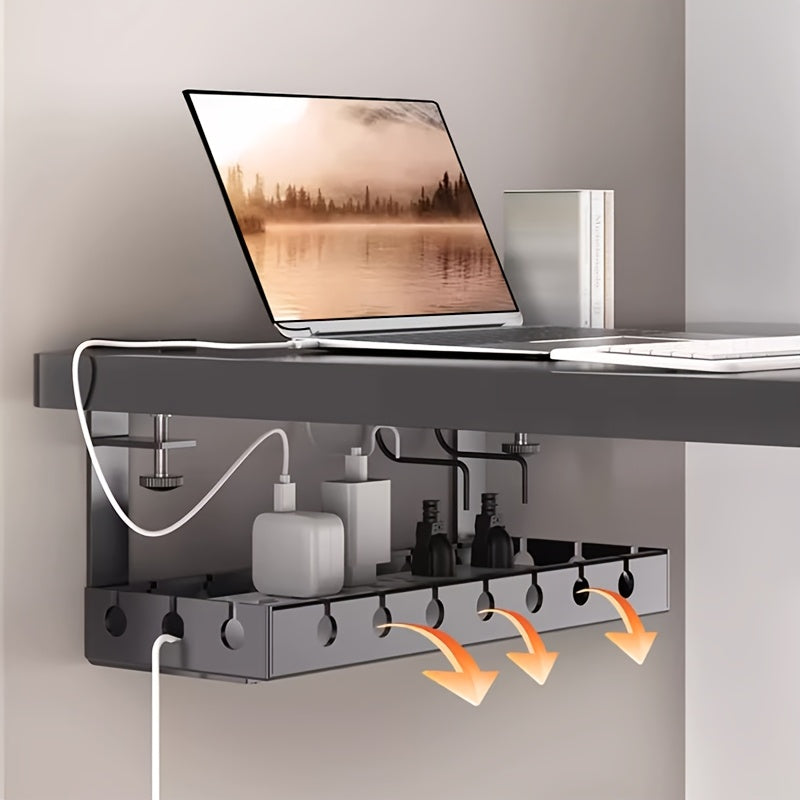 Organisateur de câbles anti-enchevêtrement pour sous le bureau avec sangle réglable et clips