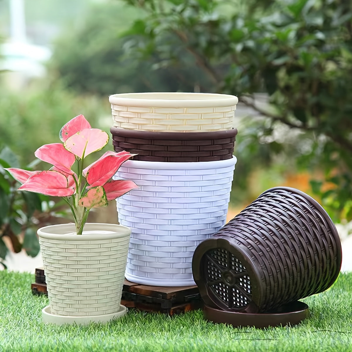 WeaveGrow Pot: Woven Style Planter For Elegant Indoor And Outdoor Decor