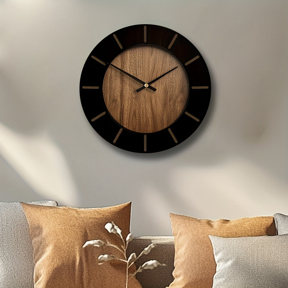 Reloj de Pared Vintage Everwood con Acabado de Madera, Funcionamiento Silencioso