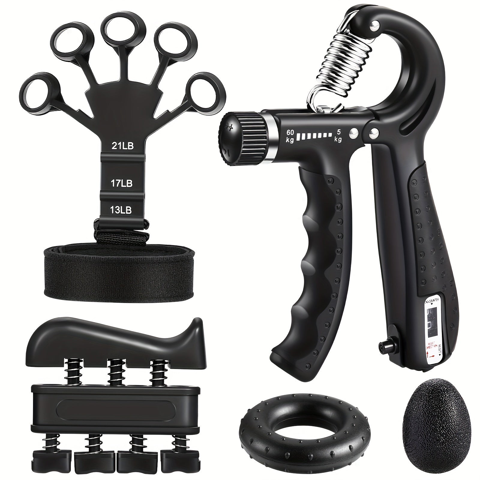 Kit Gripmaster de 5 Peças para Fortalecimento das Mãos e Antebraços