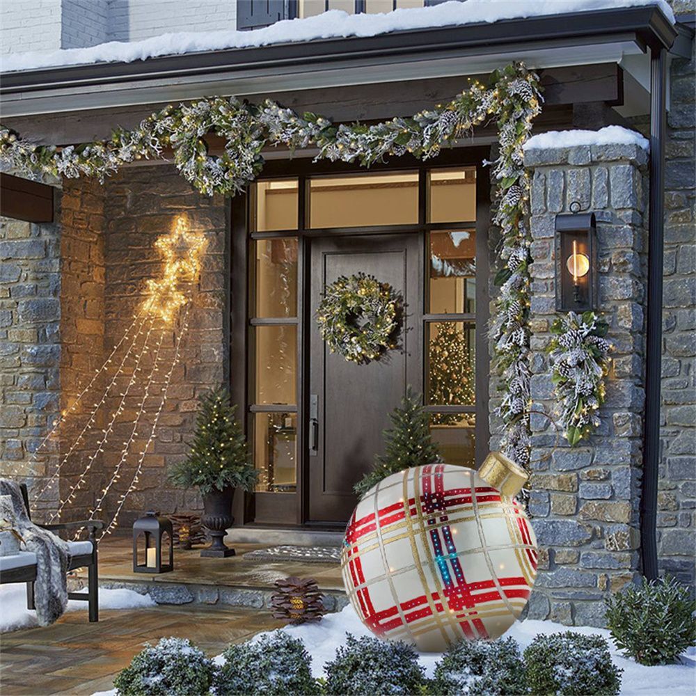 Sfere di Natale gonfiabili in PVC per esterni, resistenti alle intemperie e riutilizzabili, vari design