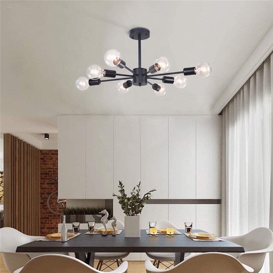 Candeeiro de Teto Aster Orbit em Vidro e Ferro com Oito LEDs Reguláveis