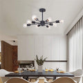 Candeeiro de Teto Aster Orbit em Vidro e Ferro com Oito LEDs Reguláveis