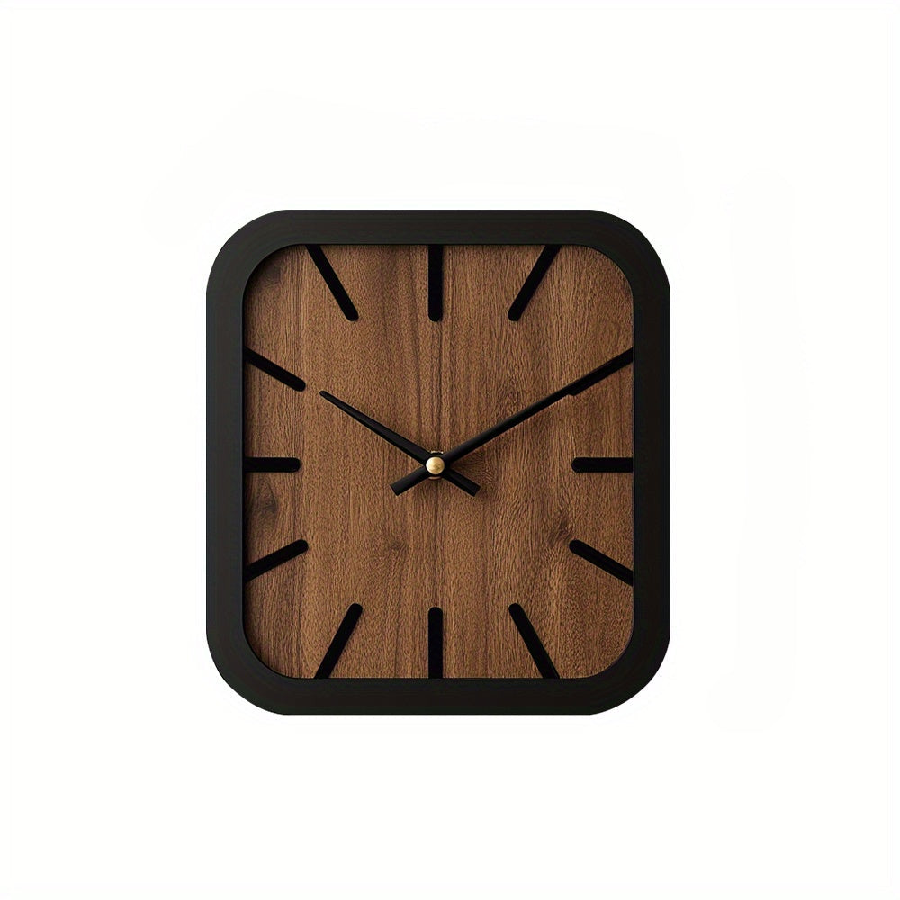 Naturclock Handcrafted Wooden Square Clock Battery Operated Decor