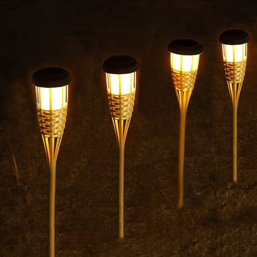 FlameGlow Solar Powered Bamboo Lights For Outdoor Ambiance