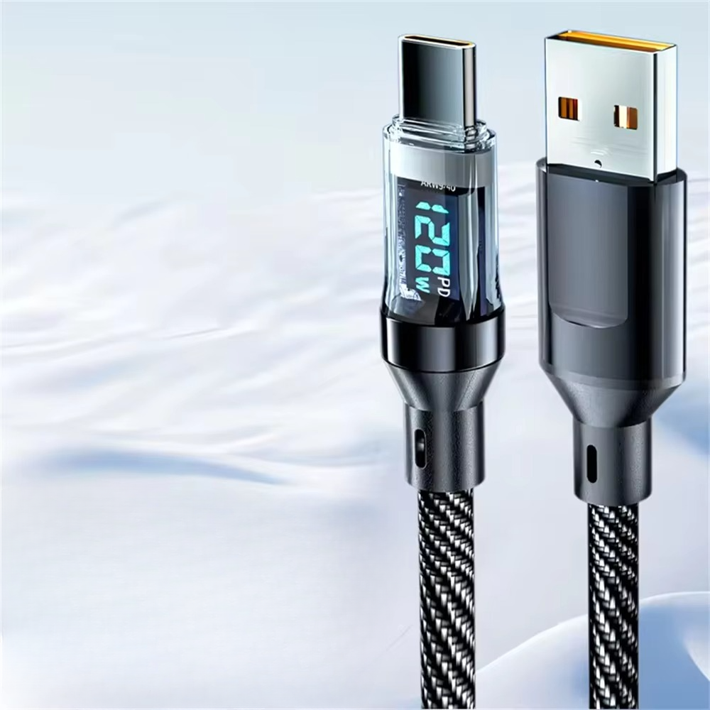 SuperCharge 120W Type-C-kabel med LED-display för snabb laddning av enheter