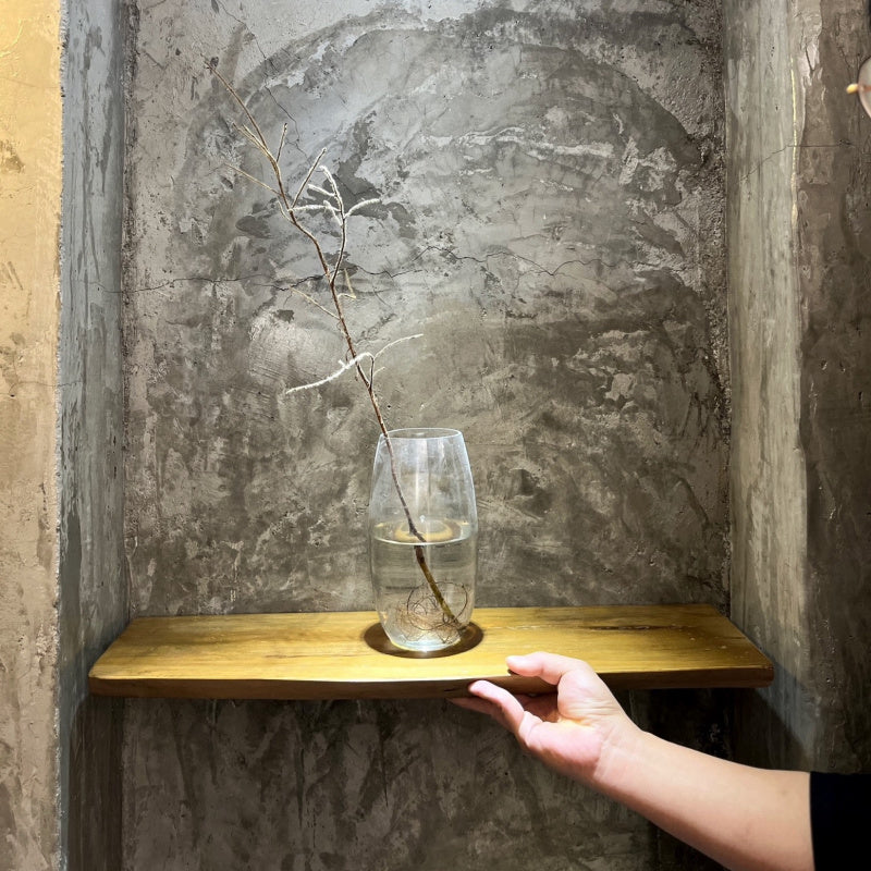 Bohoraft Regal Handgefertigtes schwebendes Holzdisplay für Zuhause