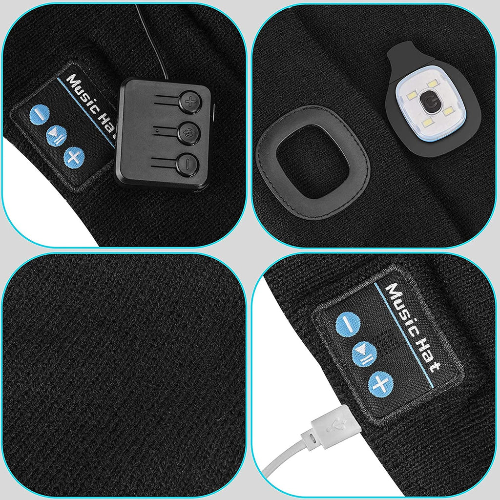 Cozy Beanie With Integrated LED Light And Bluetooth 5.0 Headphones