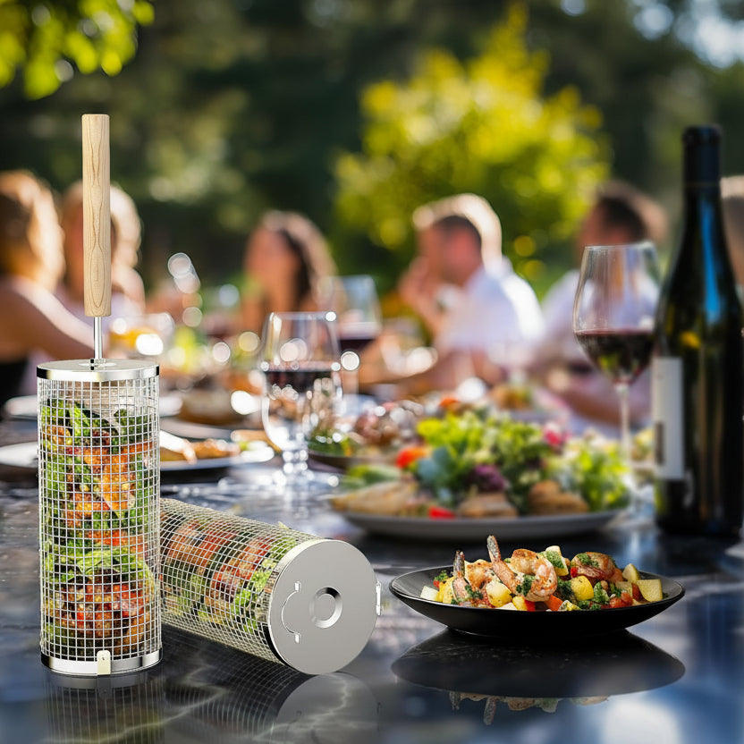 Grillexa Premium kosz do grilla ze stali nierdzewnej do grillowania na zewnątrz