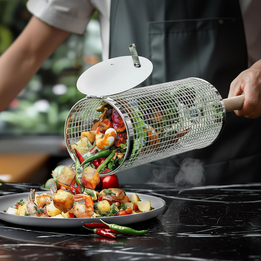 Grillexa Premium kosz do grilla ze stali nierdzewnej do grillowania na zewnątrz