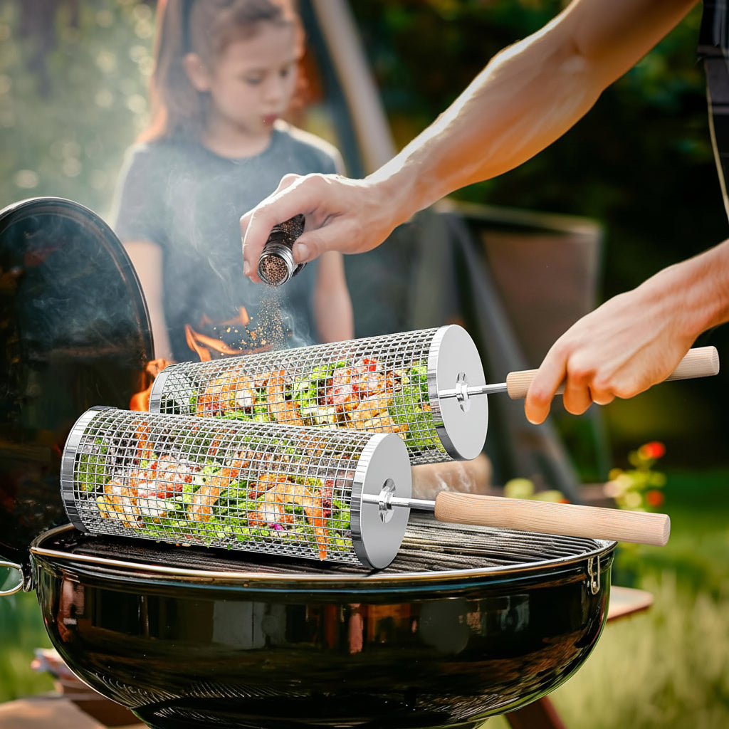 Grillexa Premium kosz do grilla ze stali nierdzewnej do grillowania na zewnątrz